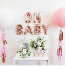 Load image into Gallery viewer, Rose Gold Foil Phrase Balloons Oh Baby