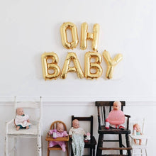Load image into Gallery viewer, Rose Gold Foil Phrase Balloons Oh Baby